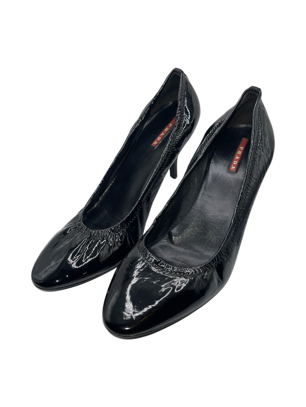 Prada Patent Leather Stiletto Heels Black Scrunch Pumps Women’s EU 41 US 11